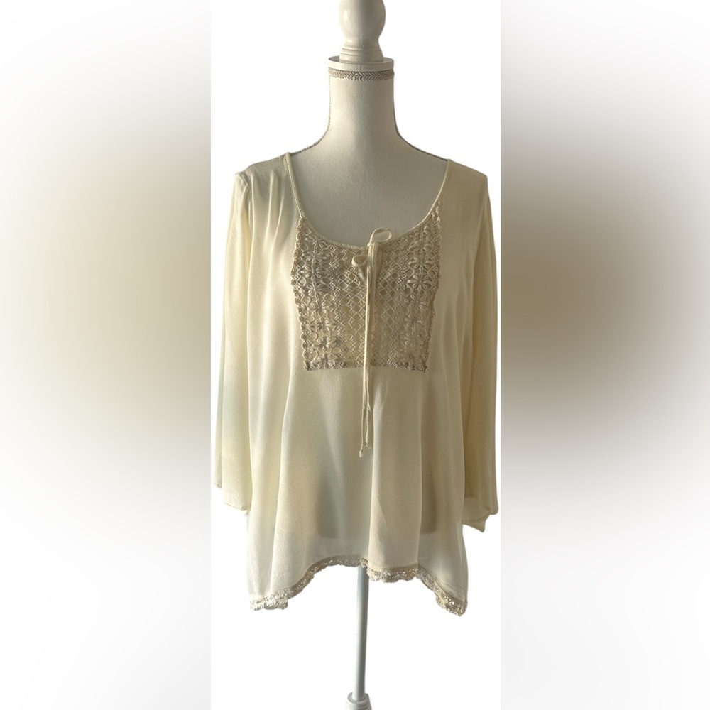 American Rag Ivory Lace Detail Blouse